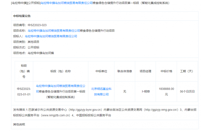 明遠(yuǎn)基業(yè)成功簽約烏加河糧油貿(mào)易有限責(zé)任公司糧食綠色倉儲(chǔ)提升行動(dòng)項(xiàng)目